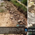 Foto : kondisi jalan rabat beton di Dusun Totongan yang menunjukkan ketidakrataan permukaan dan ketebalan material di bawah standar