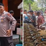 Foto : Ipda Purnomo dan Mas Lutfi CEO PT Sining Nusantara Raya menyerahkan bantuan soto kepada warga