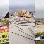 Foto : reruntuhan warung makan dan puing-puing yang berserakan di sekitar Pasar Sidoharjo, Kecamatan Lamongan.