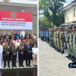 Foto : Suasana khidmat upacara HUT Bela Negara ke-77 di halaman Gedung Pierre Tendean