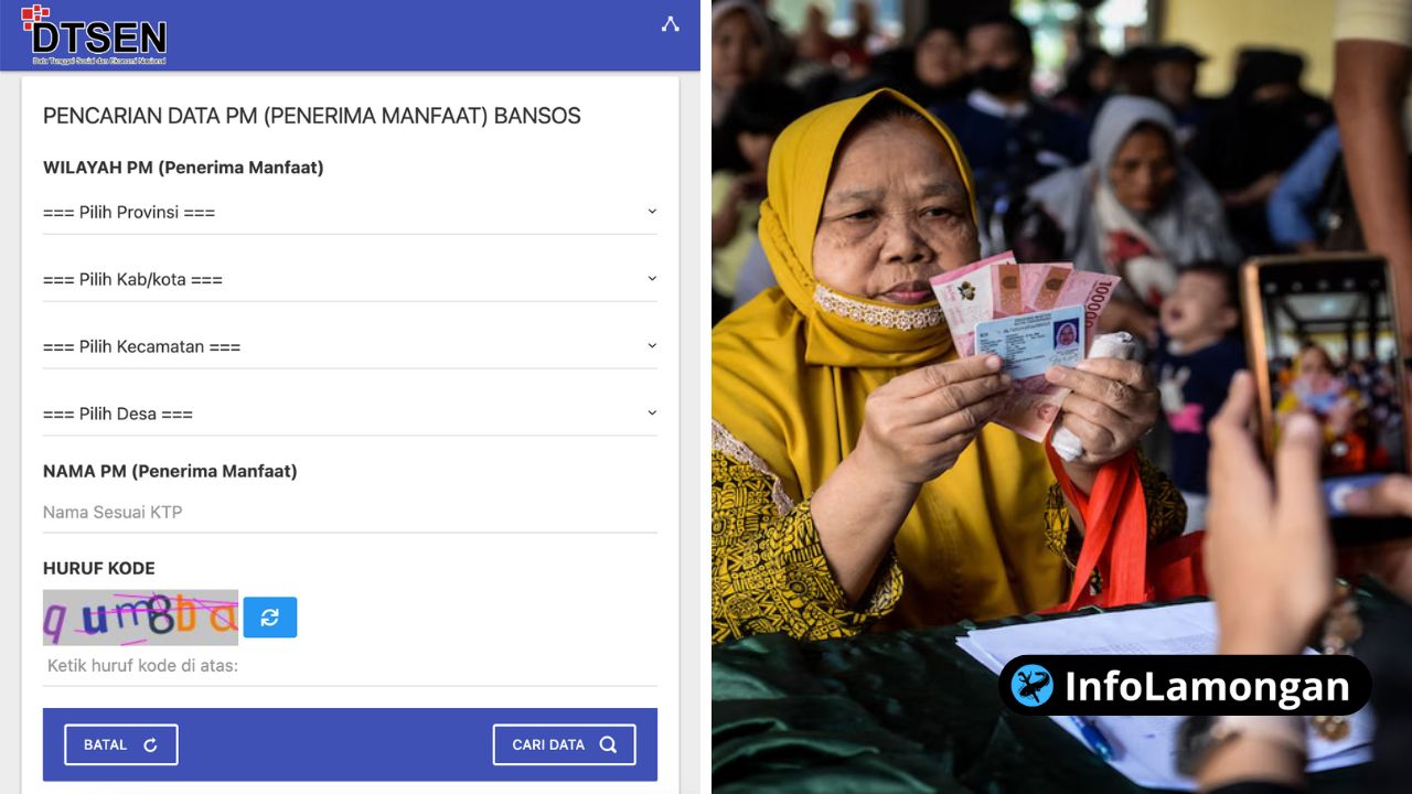 Gambar : Simulasi hasil pencarian di situs cek bansos yang menunjukkan status Terdaftar beserta jenis bantuannya.