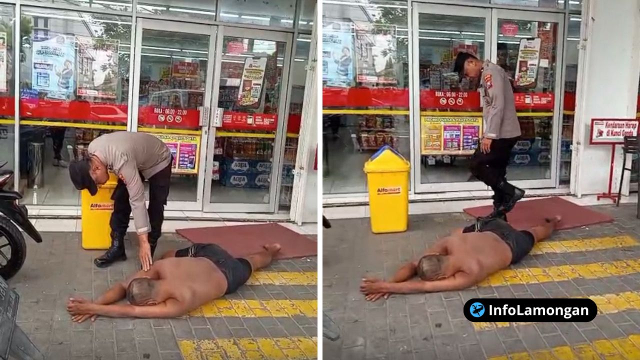 Foto : Tampak depan Alfamart di Jalan Basuki Rahmat, Rangge, Lamongan, sebagai latar lokasi kejadian.