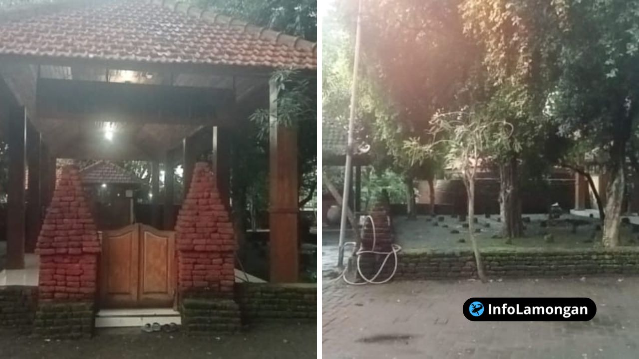 Foto : Gerbang atau gapura masuk Kompleks Makam Mbah Hisyamuddin di Deket yang terlihat sepi dan basah akibat hujan.