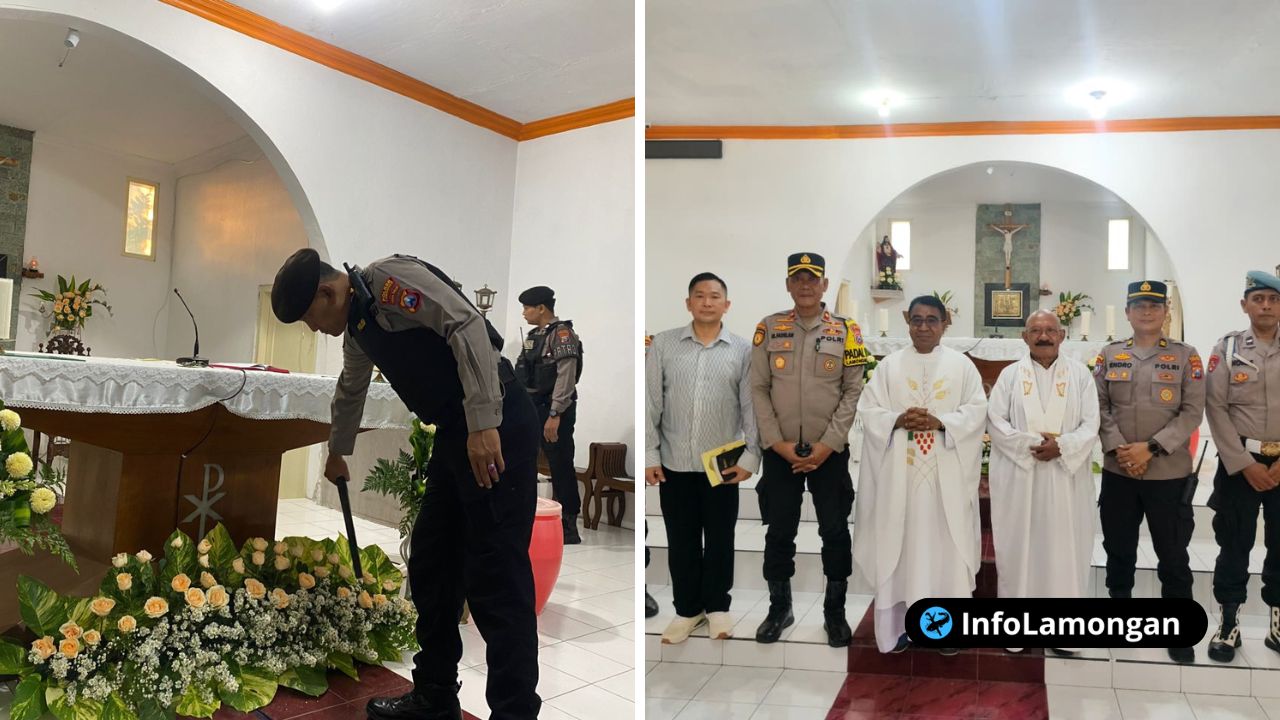 Foto : Polres Lamongan Amankan Perayaan Ibadah Paskah 2026 di Dua Gereja, Berlangsung Aman dan Kondusif